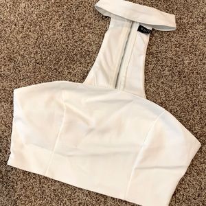 White Fox Boutique sexy white choker crop top.